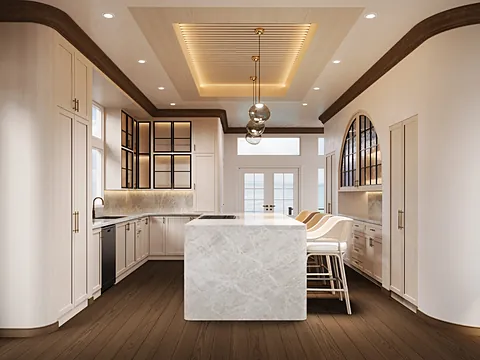 Chef's galley with marble island