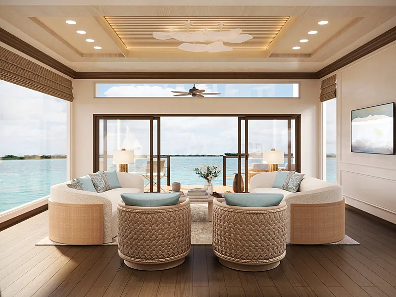 Salon with panoramic ocean views